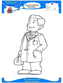 Çocuklar İçin Doktor Boyama Sayfaları 